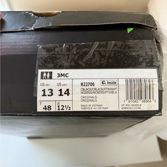 Adidas Black and White 3MC Vulc Sneakers Size 13 - Picture 5 of 7